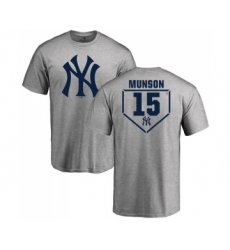 MLB Nike New York Yankees #15 Thurman Munson Gray RBI T-Shirt