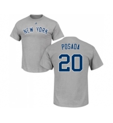 MLB Nike New York Yankees #20 Jorge Posada Gray Name & Number T-Shirt