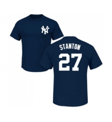 MLB Nike New York Yankees #27 Giancarlo Stanton Navy Blue Name & Number T-Shirt