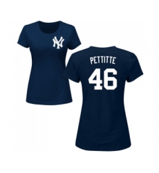 MLB Women's Nike New York Yankees #46 Andy Pettitte Navy Blue Name & Number T-Shirt