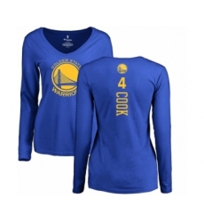 NBA Women's Nike Golden State Warriors #4 Quinn Cook Royal Blue Backer Long Sleeve T-Shirt