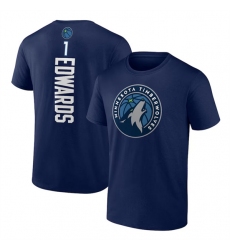 Men's Minnesota Timberwolves #1 Anthony Edwards Navy Name & Number T-Shirt