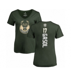 Basketball Women's Milwaukee Bucks #42 Robin Lopez Black One Color Backer Slim-Fit V-Neck T-Shirt
