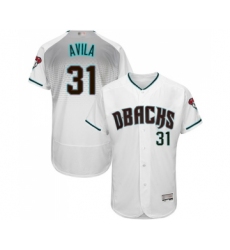 Men's Arizona Diamondbacks #31 Alex Avila White Teal Alternate Authentic Collection Flex Base Baseball Jersey