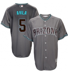 Men's Majestic Arizona Diamondbacks #5 Alex Avila Replica Gray/Turquoise Cool Base MLB Jersey