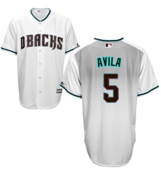 Men's Majestic Arizona Diamondbacks #5 Alex Avila Replica White/Capri Cool Base MLB Jersey