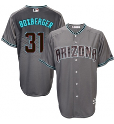 Men's Majestic Arizona Diamondbacks #31 Brad Boxberger Replica Gray/Turquoise Cool Base MLB Jersey