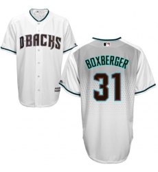 Men's Majestic Arizona Diamondbacks #31 Brad Boxberger Replica White/Capri Cool Base MLB Jersey
