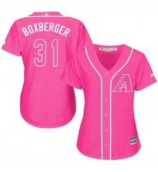 Women's Majestic Arizona Diamondbacks #31 Brad Boxberger Authentic Pink Fashion MLB Jersey