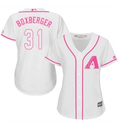 Women's Majestic Arizona Diamondbacks #31 Brad Boxberger Replica White Fashion MLB Jersey