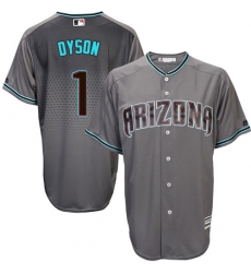 Men's Majestic Arizona Diamondbacks #1 Jarrod Dyson Authentic Gray/Turquoise Cool Base MLB Jersey