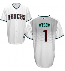 Men's Majestic Arizona Diamondbacks #1 Jarrod Dyson Replica White/Capri Cool Base MLB Jersey