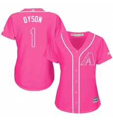 Women's Majestic Arizona Diamondbacks #1 Jarrod Dyson Authentic Pink Fashion MLB Jersey