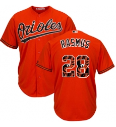Men's Majestic Baltimore Orioles #28 Colby Rasmus Authentic Orange Team Logo Fashion Cool Base MLB Jersey