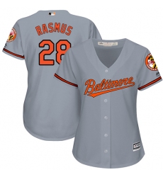 Women's Majestic Baltimore Orioles #28 Colby Rasmus Replica Grey Road Cool Base MLB Jersey