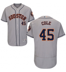 Men's Majestic Houston Astros #45 Gerrit Cole Grey Road Flex Base Authentic Collection MLB Jersey