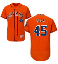 Men's Majestic Houston Astros #45 Gerrit Cole Orange Alternate Flex Base Authentic Collection MLB Jersey