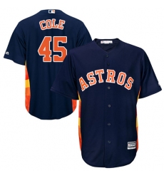 Men's Majestic Houston Astros #45 Gerrit Cole Replica Navy Blue Alternate Cool Base MLB Jersey
