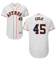 Men's Majestic Houston Astros #45 Gerrit Cole White Home Flex Base Authentic Collection MLB Jersey