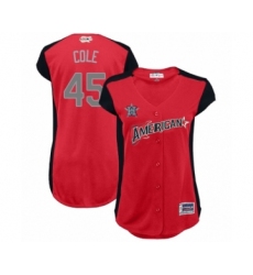 Women's Houston Astros #45 Gerrit Cole Authentic Red American League 2019 Baseball All-Star Jersey