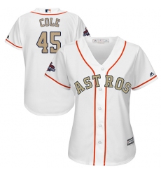 Women's Majestic Houston Astros #45 Gerrit Cole Authentic White 2018 Gold Program Cool Base MLB Jersey