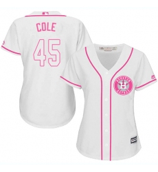 Women's Majestic Houston Astros #45 Gerrit Cole Authentic White Fashion Cool Base MLB Jersey