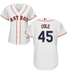 Women's Majestic Houston Astros #45 Gerrit Cole Authentic White Home Cool Base MLB Jersey