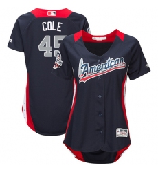 Women's Majestic Houston Astros #45 Gerrit Cole Game Navy Blue American League 2018 MLB All-Star MLB Jersey