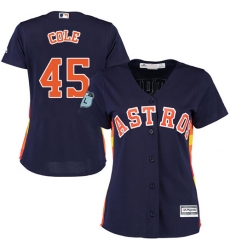 Women's Majestic Houston Astros #45 Gerrit Cole Replica Navy Blue Alternate Cool Base MLB Jersey