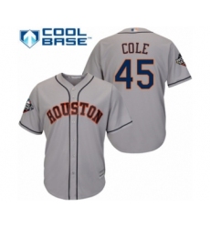 Youth Houston Astros #45 Gerrit Cole Authentic Grey Road Cool Base 2019 World Series Bound Baseball Jersey