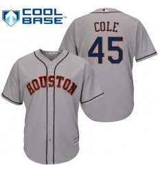 Youth Majestic Houston Astros #45 Gerrit Cole Authentic Grey Road Cool Base MLB Jersey