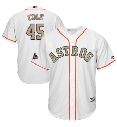 Youth Majestic Houston Astros #45 Gerrit Cole Authentic White 2018 Gold Program Cool Base MLB Jersey