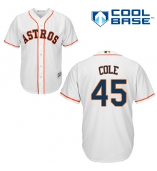 Youth Majestic Houston Astros #45 Gerrit Cole Replica White Home Cool Base MLB Jersey