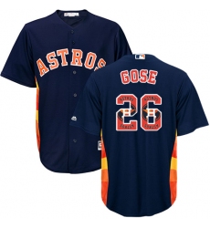 Men's Majestic Houston Astros #26 Anthony Gose Authentic Navy Blue Team Logo Fashion Cool Base MLB Jersey