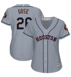 Women's Majestic Houston Astros #26 Anthony Gose Authentic Grey Road Cool Base MLB Jersey