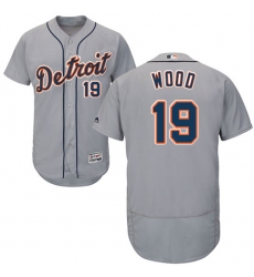 Men's Majestic Detroit Tigers #19 Travis Wood Grey Road Flex Base Authentic Collection MLB Jersey