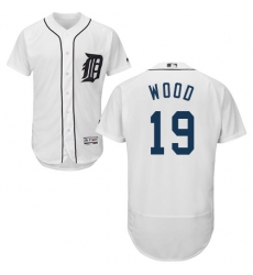 Men's Majestic Detroit Tigers #19 Travis Wood White Home Flex Base Authentic Collection MLB Jersey