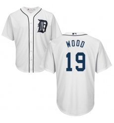 Youth Majestic Detroit Tigers #19 Travis Wood Authentic White Home Cool Base MLB Jersey
