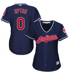 Women's Majestic Cleveland Indians #0 B.J. Upton Authentic Navy Blue Alternate 1 Cool Base MLB Jersey
