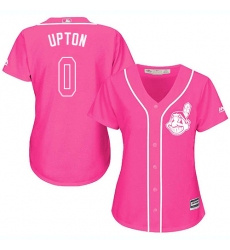 Women's Majestic Cleveland Indians #0 B.J. Upton Authentic Pink Fashion Cool Base MLB Jersey