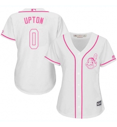 Women's Majestic Cleveland Indians #0 B.J. Upton Replica White Fashion Cool Base MLB Jersey