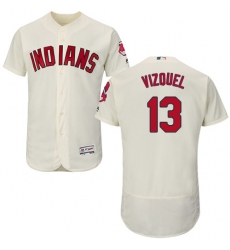 Men's Majestic Cleveland Indians #13 Omar Vizquel Cream Alternate Flex Base Authentic Collection MLB Jersey
