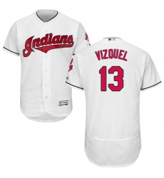 Men's Majestic Cleveland Indians #13 Omar Vizquel White Home Flex Base Authentic Collection MLB Jersey