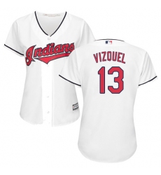 Women's Majestic Cleveland Indians #13 Omar Vizquel Replica White Home Cool Base MLB Jersey