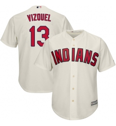 Youth Majestic Cleveland Indians #13 Omar Vizquel Replica Cream Alternate 2 Cool Base MLB Jersey