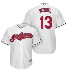 Youth Majestic Cleveland Indians #13 Omar Vizquel Replica White Home Cool Base MLB Jersey