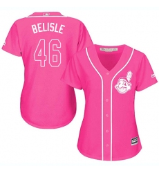 Women's Majestic Cleveland Indians #46 Matt Belisle Replica Pink Fashion Cool Base MLB Jersey