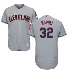 Men's Majestic Cleveland Indians #32 Mike Napoli Grey Road Flex Base Authentic Collection MLB Jersey