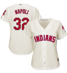 Women's Majestic Cleveland Indians #32 Mike Napoli Replica Cream Alternate 2 Cool Base MLB Jersey
