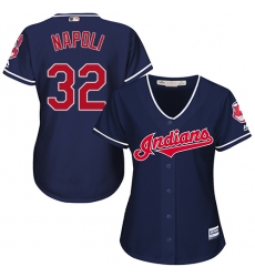 Women's Majestic Cleveland Indians #32 Mike Napoli Replica Navy Blue Alternate 1 Cool Base MLB Jersey